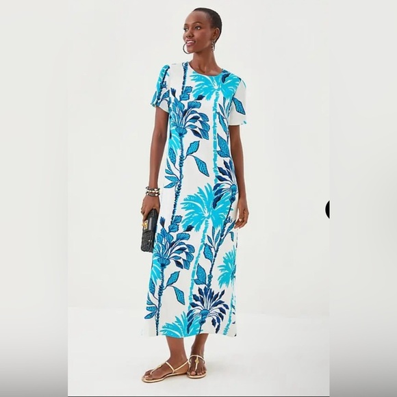 New! Lilly Pulitzer Charlee Blue Floral Maxi Dress Coconut Oversized 🩵 size 00 - Picture 6 of 15